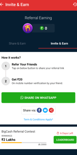 BigCash App Referral Offer