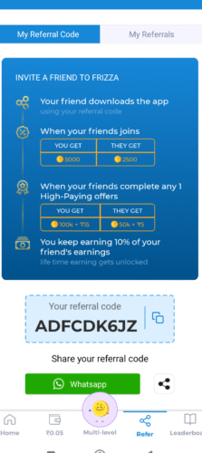 Frizza app referral code